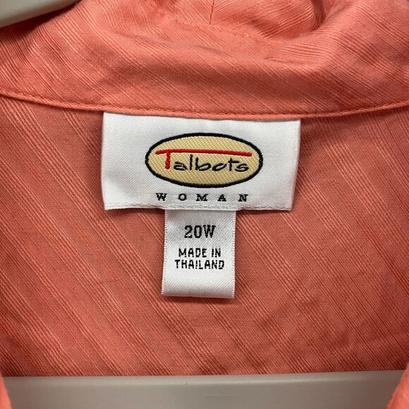 Talbots Blouse Top Womens 20W Orange Striped Button Up Long Sleeve Office Career - Picture 7 of 10